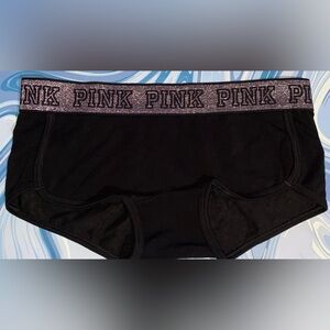 Victoria’s Secret Pink panties VS PINK logo boyshort panty PINK glitter sparkle